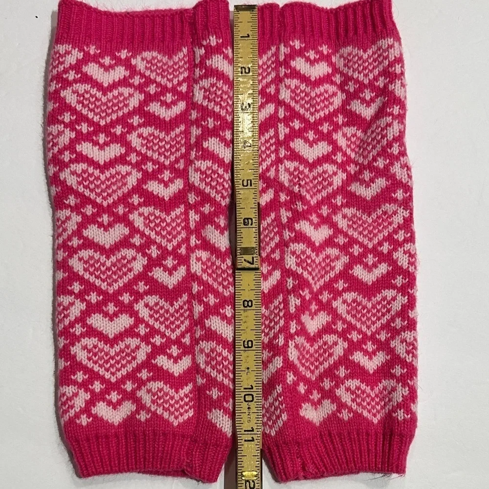 Pink and White Heart Patterned Knit leg warmer/arm warmer set